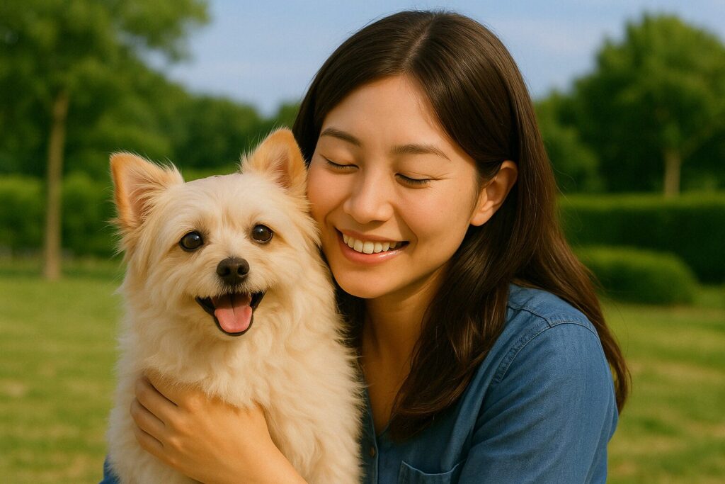 飼い主に寄り添い、癒しを与えるマルポメの姿
