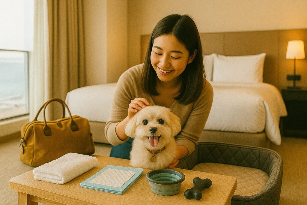 犬用アメニティ(タオル・食器・トイレシーツなど)のチェック
