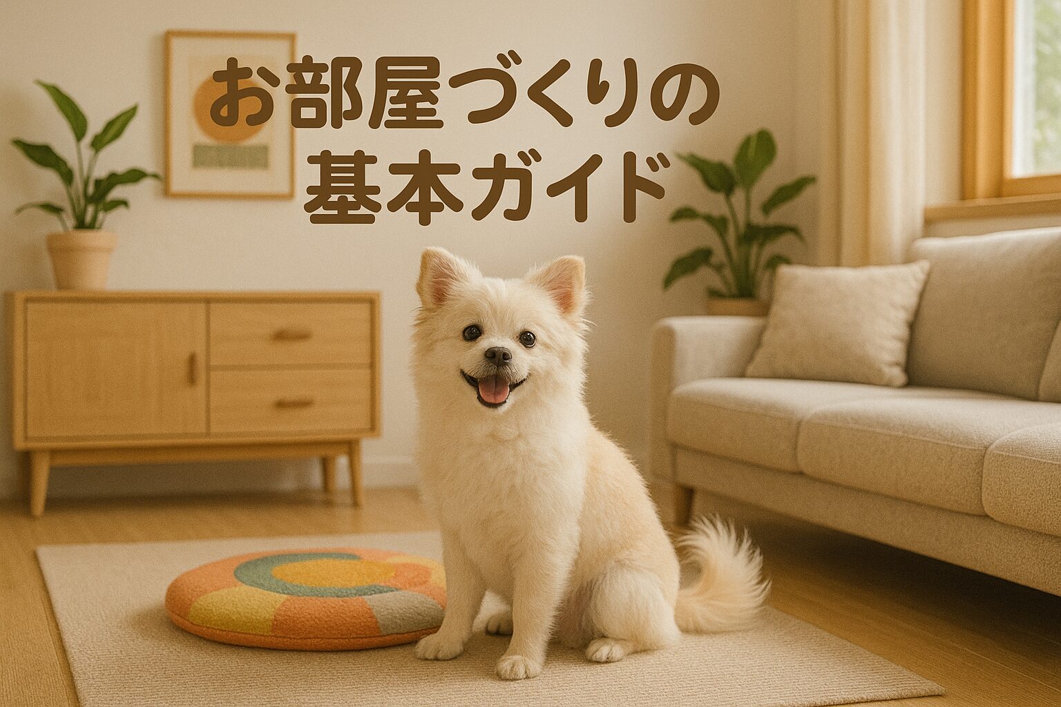 穏やかな部屋でくつろぐマルポメ